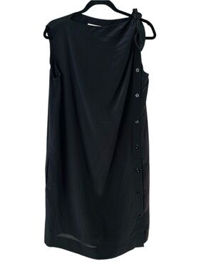 See by Chloe Black Silk Shoulder Tie Dress Size 8